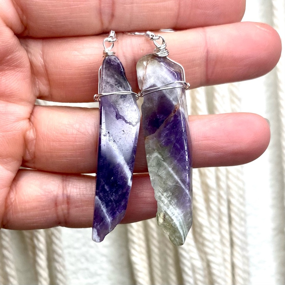 Amethyst Crystal Point Earrings - Picture 6 of 6